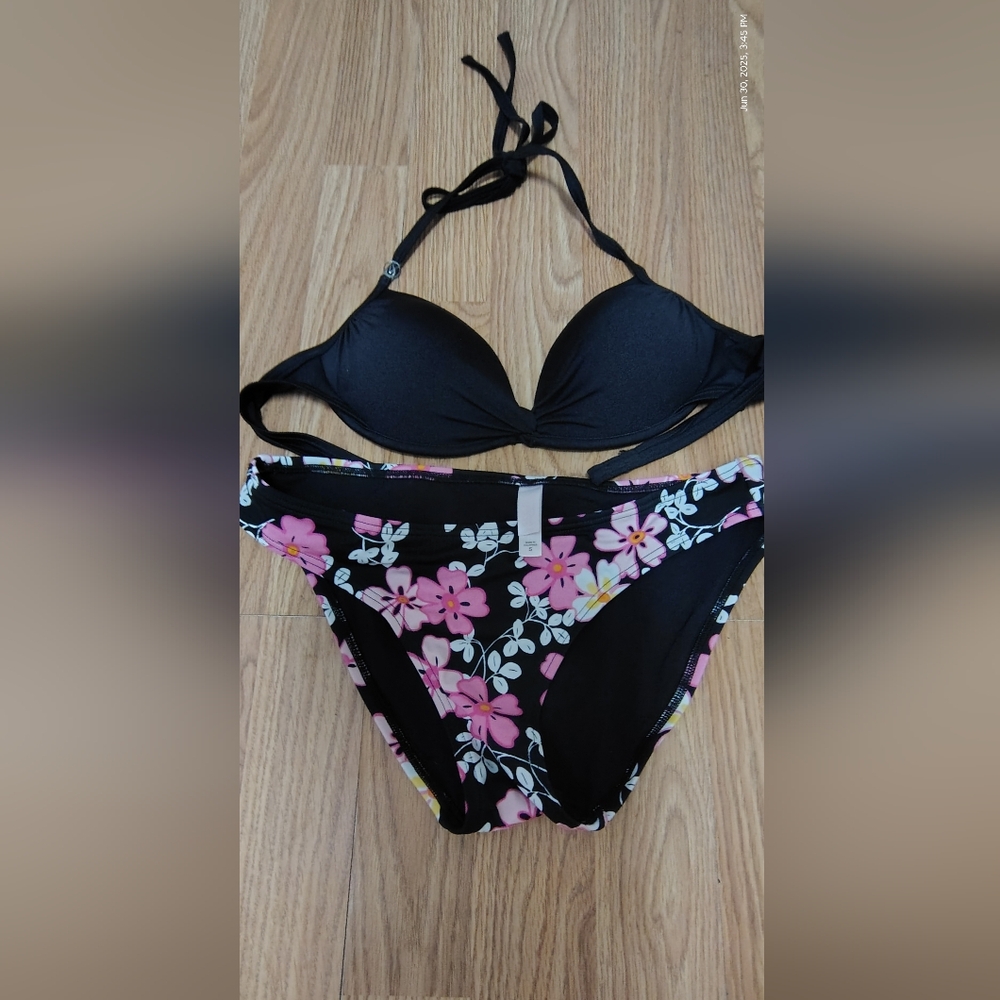 Victoria's Secret Floral Black Bikini Set